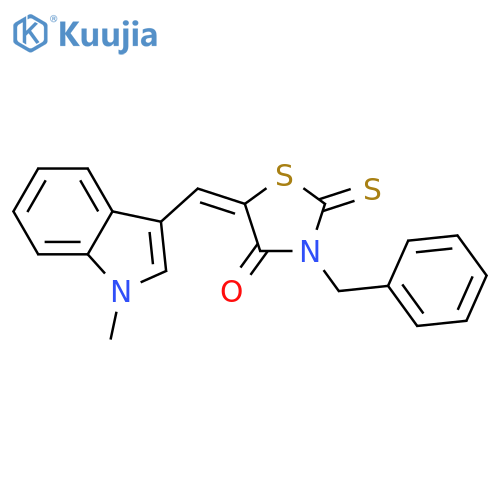 (5E)-3-benzyl-5-[(1-methyl-1H-indol-3-yl)methylidene]-2-thioxo-1,3-thiazolidin-4-one structure