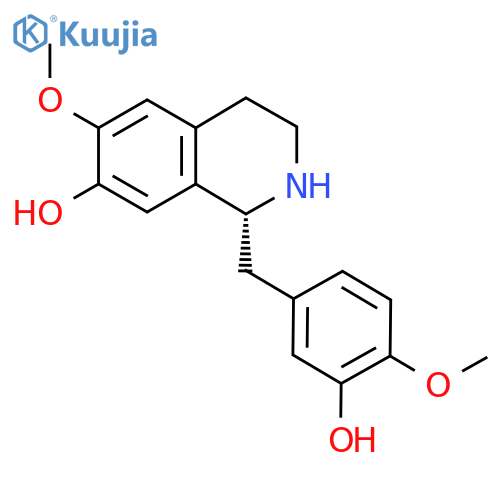7-Isoquinolinol, 1,2,3,4-tetrahydro-1-[(3-hydroxy-4-methoxyphenyl)methyl]-6-methoxy-, (1R)- structure