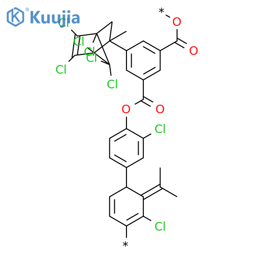 Poly[oxycarbonyl[5-(1,4,5,6,7,7-hexachloro-2-methylbicyclo[2.2.1]hept-5-en-2-yl)-1,3-phenylene]carbonyloxy(2-chloro-1,4-phenylene)(1-methylethylidene)(3-chloro-1,4-phenylene)] structure