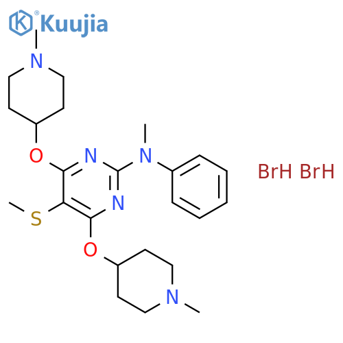 N-methyl-4,6-bis[(1-methylpiperidin-4-yl)oxy]-5-(methylsulfanyl)-N-phenylpyrimidin-2-amine dihydrobromide structure