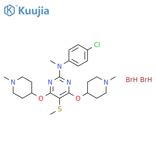 N-(4-chlorophenyl)-N-methyl-4,6-bis[(1-methylpiperidin-4-yl)oxy]-5-(methylsulfanyl)pyrimidin-2-amine dihydrobromide structure