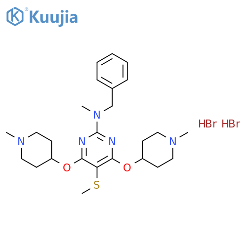 N-benzyl-N-methyl-4,6-bis[(1-methylpiperidin-4-yl)oxy]-5-(methylsulfanyl)pyrimidin-2-amine dihydrobromide structure