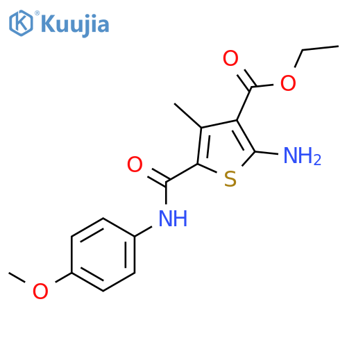 Ethyl 2-amino-5-{(4-methoxyphenyl)amino-carbonyl}-4-methylthiophene-3-carboxylate structure