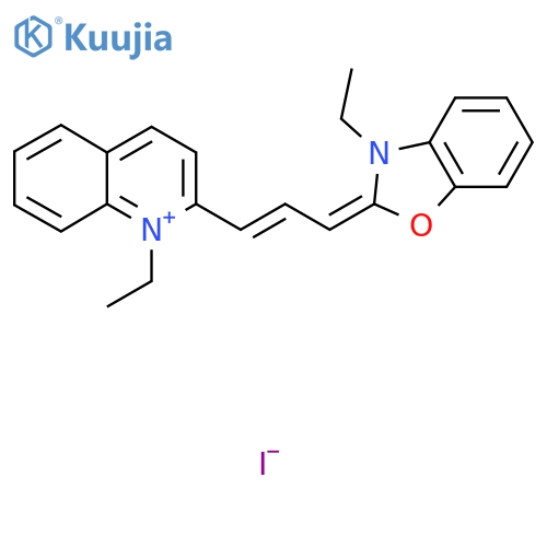 (2E)-3-Ethyl-2-[(E)-3-(1-ethylquinolin-1-ium-2-yl)prop-2-enylidene]-1,3-benzoxazole;iodide structure