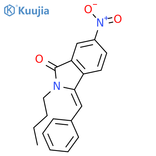 1H-Isoindol-1-one, 2-butyl-2,3-dihydro-6-nitro-3-(phenylmethylene)- structure