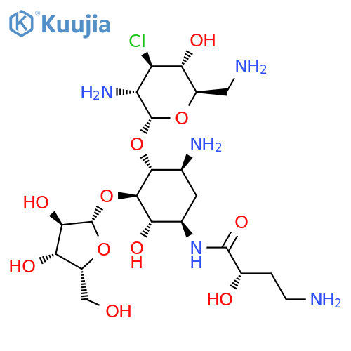 (2S)-4-Amino-N-[(1R,2S,3R,4R,5S)-5-amino-4-[(2R,3S,4R,5R,6R)-3-amino-6-(aminomethyl)-4-chloro-5-hydroxyoxan-2-yl]oxy-3-[(2S,3R,4R,5R)-3,4-dihydroxy-5-(hydroxymethyl)oxolan-2-yl]oxy-2-hydroxycyclohexyl]-2-hydroxybutanamide structure