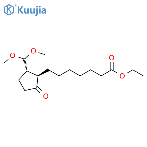Cyclopentaneheptanoic acid, 2-(dimethoxymethyl)-5-oxo-, ethyl ester, (1R,2S)-rel- structure
