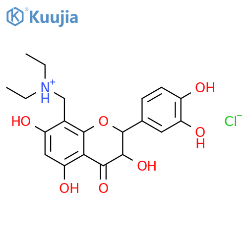 N-{[2-(3,4-dihydroxyphenyl)-3,5,7-trihydroxy-4-oxo-3,4-dihydro-2H-chromen-8-yl]methyl}-N-ethylethanaminium chloride structure