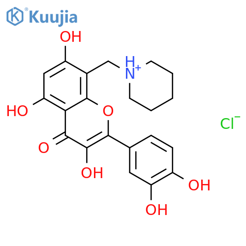 1-{[2-(3,4-dihydroxyphenyl)-3,5,7-trihydroxy-4-oxo-4H-chromen-8-yl]methyl}piperidinium chloride structure
