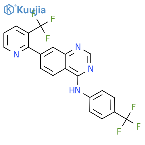 N-[4-(trifluoromethyl)phenyl]-7-[3-(trifluoromethyl)-2-pyridinyl]-4-quinazolinamine structure