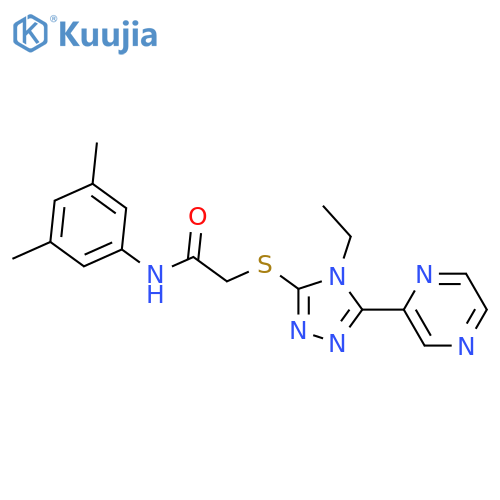 <br>N-(3,5-Dimethylphenyl)-2-((4-ethyl-5-(pyrazin-2-yl)-4H-1,2,4-triazol-3-yl)t hio)acetamide structure