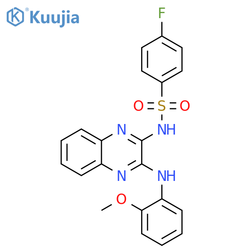 4-fluoro-N-{3-(2-methoxyphenyl)aminoquinoxalin-2-yl}benzene-1-sulfonamide structure