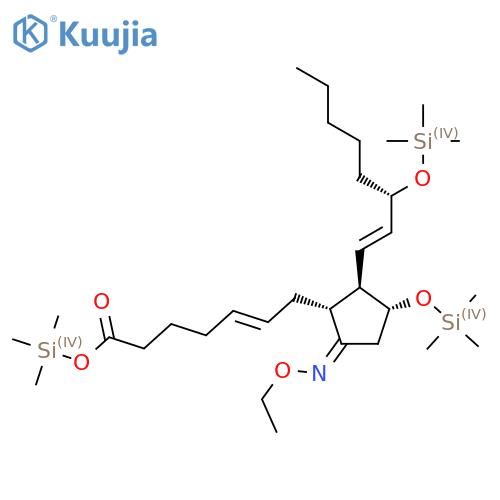 Trimethylsilyl (E)-7-[(1R,2R,3R,5Z)-5-ethoxyimino-3-trimethylsilyloxy-2-[(E,3S)-3-trimethylsilyloxyoct-1-enyl]cyclopentyl]hept-5-enoate structure