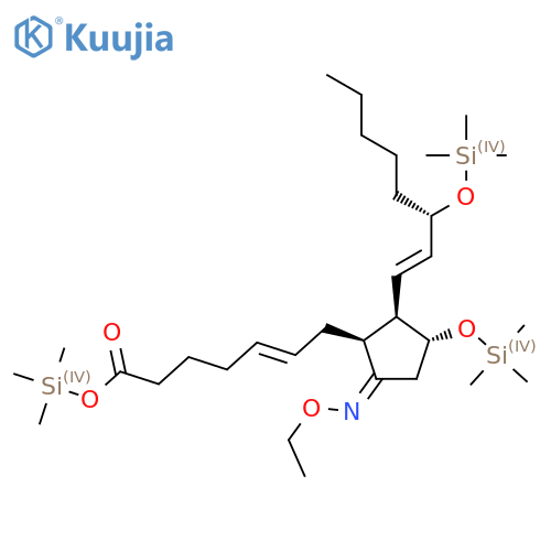 Trimethylsilyl (E)-7-[(1S,2R,3R,5Z)-5-ethoxyimino-3-trimethylsilyloxy-2-[(E,3S)-3-trimethylsilyloxyoct-1-enyl]cyclopentyl]hept-5-enoate structure