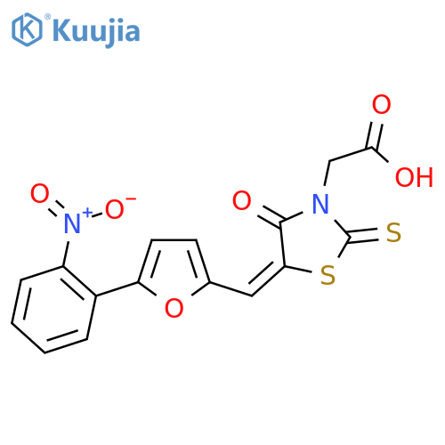 [(5Z)-5-{[5-(2-nitrophenyl)furan-2-yl]methylidene}-4-oxo-2-thioxo-1,3-thiazolidin-3-yl]acetic acid structure