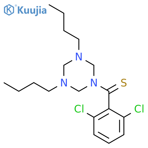 (3,5-dibutyl-1,3,5-triazinan-1-yl)(2,6-dichlorophenyl)methanethione structure
