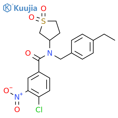 4-chloro-N-(1,1-dioxo-1lambda6-thiolan-3-yl)-N-(4-ethylphenyl)methyl-3-nitrobenzamide structure