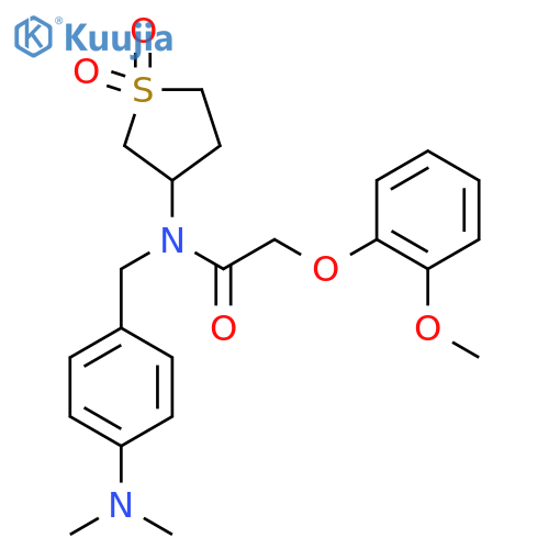 N-{4-(dimethylamino)phenylmethyl}-N-(1,1-dioxo-1lambda6-thiolan-3-yl)-2-(2-methoxyphenoxy)acetamide structure