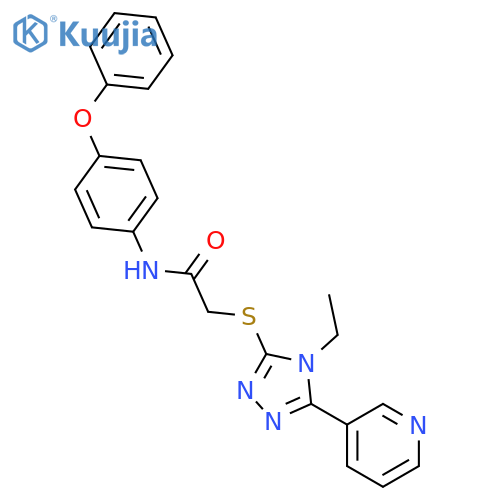 <br>2-((4-Ethyl-5-(pyridin-3-yl)-4H-1,2,4-triazol-3-yl)thio)-N-(4-phenoxyphenyl )acetamide structure