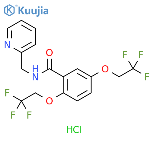 Benzamide, N-(2-pyridinylmethyl)-2,5-bis(2,2,2-trifluoroethoxy)-, hydrochloride (1:1) structure