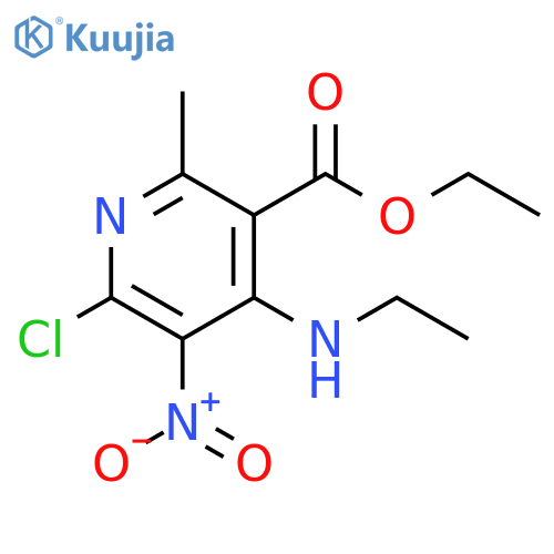 3-Pyridinecarboxylic acid, 6-chloro-4-(ethylamino)-2-methyl-5-nitro-, ethyl ester structure