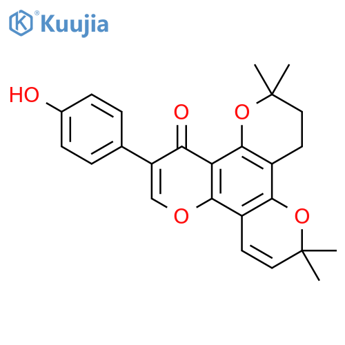 2H,6H,12H-Benzo[1,2-b:3,4-b':5,6-b'']tripyran-12-one,3,4-dihydro-11-(4-hydroxyphenyl)-2,2,6,6-tetramethyl- (9CI) structure