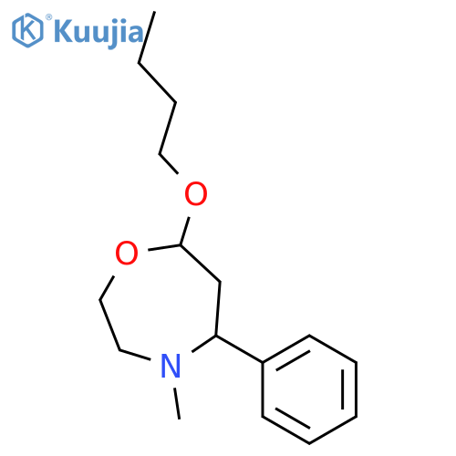 1,4-Oxazepine, 7-butoxyhexahydro-4-methyl-5-phenyl- structure