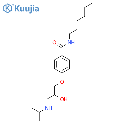 N-hexyl-4-[2-hydroxy-3-(propan-2-ylamino)propoxy]benzamide structure