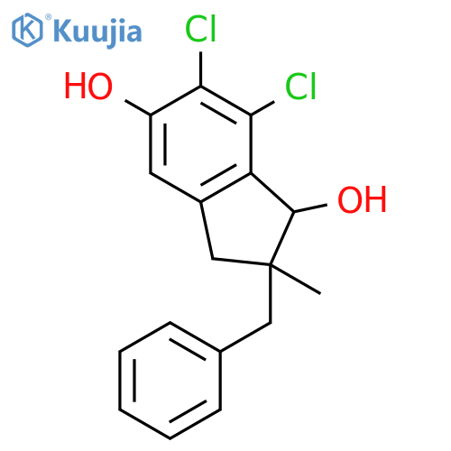 1H-Indene-1,5-diol, 6,7-dichloro-2,3-dihydro-2-methyl-2-(phenylmethyl)- structure