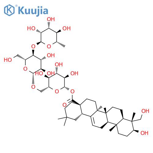 Olean-12-en-28-oicacid, 3,23-dihydroxy-, O-6-deoxy-a-L-mannopyranosyl-(1®4)-O-b-D-glucopyranosyl-(1®6)-b-D-glucopyranosyl ester, (3b,4a)- structure