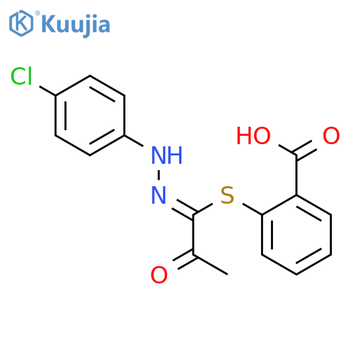 BENZOIC ACID, 2-[[1-[(4-CHLOROPHENYL)HYDRAZONO]-2-OXOPROPYL]THIO]- structure