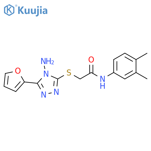 2-{4-amino-5-(furan-2-yl)-4H-1,2,4-triazol-3-ylsulfanyl}-N-(3,4-dimethylphenyl)acetamide structure