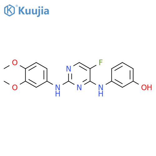 Phenol,3-[[2-[(3,4-dimethoxyphenyl)amino]-5-fluoro-4-pyrimidinyl]amino]- structure