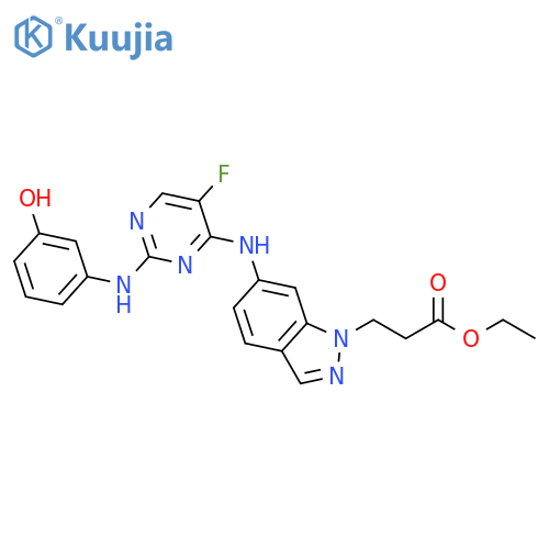 1H-Indazole-1-propanoic acid,6-[[5-fluoro-2-[(3-hydroxyphenyl)amino]-4-pyrimidinyl]amino]-, ethyl ester structure