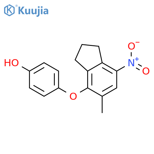 Phenol, 4-[(2,3-dihydro-5-methyl-7-nitro-1H-inden-4-yl)oxy]- structure