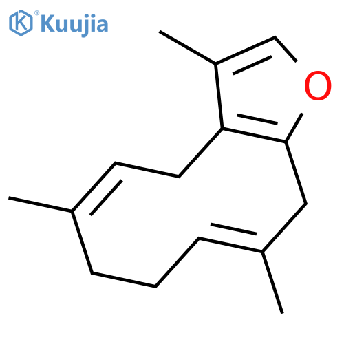 Cyclodeca[b]furan,4,7,8,11-tetrahydro-3,6,10-trimethyl-, (5E,9E)- structure