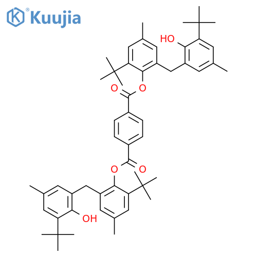 Bis(2-(tert-butyl)-6-(3-(tert-butyl)-2-hydroxy-5-methylbenzyl)-4-methylphenyl) Terephthalate structure