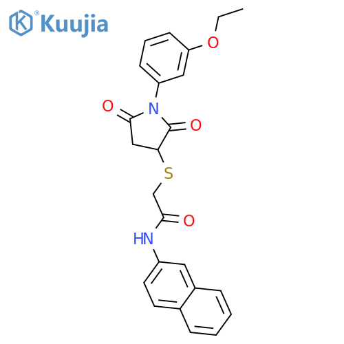 2-{[1-(3-ethoxyphenyl)-2,5-dioxopyrrolidin-3-yl]sulfanyl}-N-naphthalen-2-ylacetamide structure