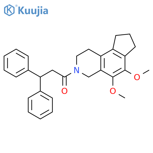 3-(3,3-diphenylpropanoyl)-5,6-dimethoxy-2,3,4,7,8,9-hexahydro-1H-cyclopenta[f]isoquinoline structure