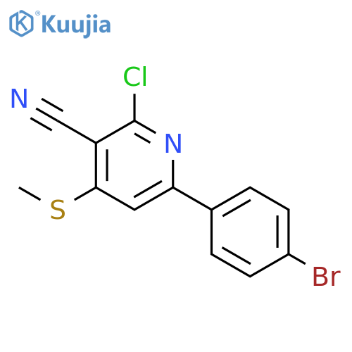 3-Pyridinecarbonitrile, 6-(4-bromophenyl)-2-chloro-4-(methylthio)- structure