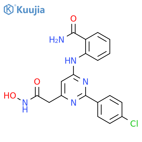 2-({2-(4-chlorophenyl)-6-[2-(hydroxyamino)-2-oxoethyl]pyrimidin-4-yl}amino)benzamide structure