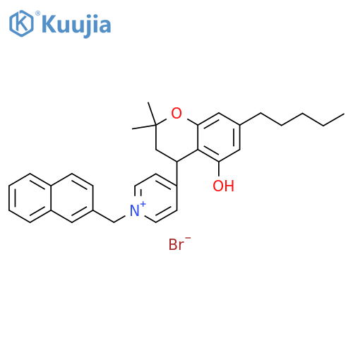 Pyridinium, 4-(3,4-dihydro-5-hydroxy-2,2-dimethyl-7-pentyl-2H-1-benzopyran-4-yl)-1-(2-naphthalenylmethyl)-, bromide (1:1) structure
