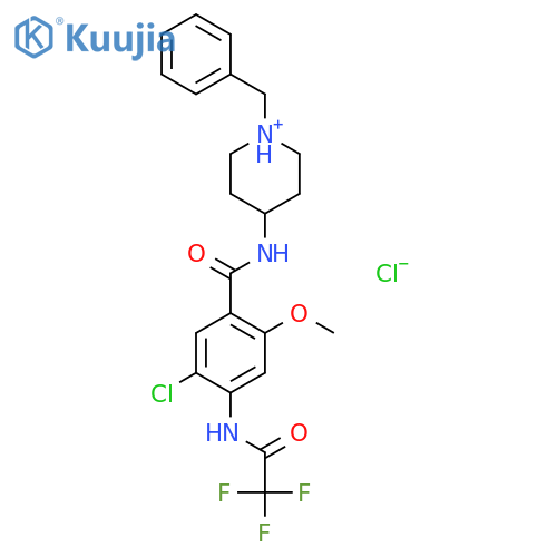 1-benzyl-4-({5-chloro-2-methoxy-4-[(trifluoroacetyl)amino]benzoyl}amino)piperidinium chloride structure