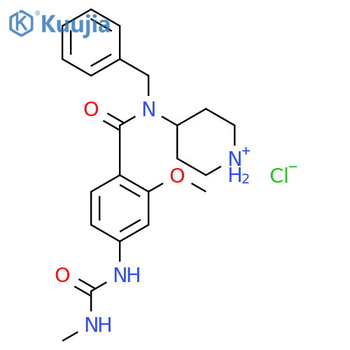 4-(benzyl{2-methoxy-4-[(methylcarbamoyl)amino]benzoyl}amino)piperidinium chloride structure