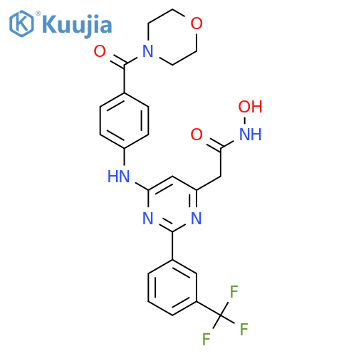 N-hydroxy-2-(6-{[4-(morpholin-4-ylcarbonyl)phenyl]amino}-2-[3-(trifluoromethyl)phenyl]pyrimidin-4-yl)acetamide structure