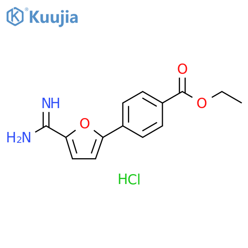 Benzoic acid, 4-[5-(aminoiminomethyl)-2-furanyl]-, ethyl ester,monohydrochloride structure