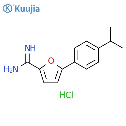 2-Furancarboximidamide, 5-[4-(1-methylethyl)phenyl]-, hydrochloride (1:1) structure
