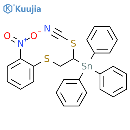 2-[(2-Nitrophenyl)sulfanyl]-1-(triphenylstannyl)ethyl thiocyanate structure