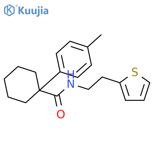 Cyclohexanecarboxamide, 1-(4-methylphenyl)-N-[2-(2-thienyl)ethyl]- structure