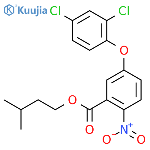 Benzoic acid, 5-(2,4-dichlorophenoxy)-2-nitro-, 3-methylbutyl ester structure